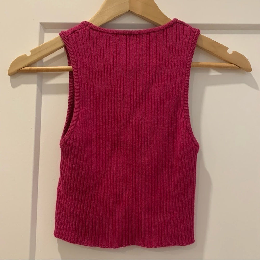 MINKPINK Fuschia Fitted Knit Cropped Tank - Picture 6 of 6